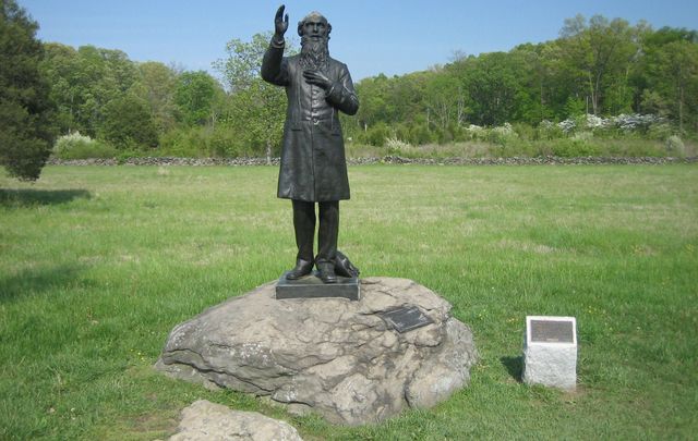 A statue dedicated to Father William Corby at Gettysburg. 