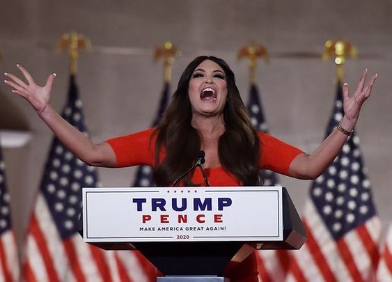 Kimberly Guilfoyle speaking at the Republican National Conference. 