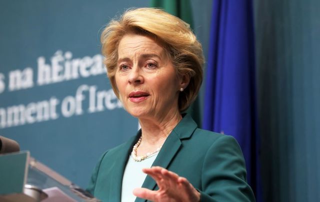 January 15, 2020: President of the European Commission Ursula von der Leyen speaking at government buildings during a visit to Ireland.