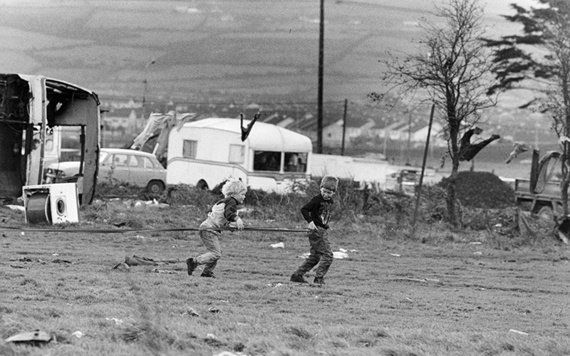 Irish Travellers on a halting site.