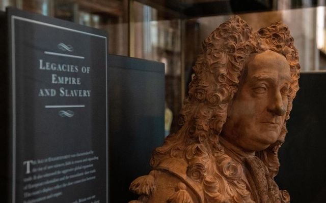 The bust of Sir Hans Sloane in its new cabinet in the British Museum.