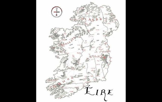 Lord Of Maps Ireland Irish Language Map Of Ireland Inspired By Lord Of The Rings