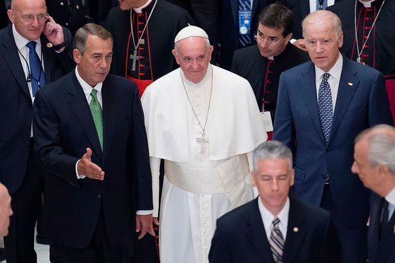 Presidential hopeful Joe Biden with Pope Francis.