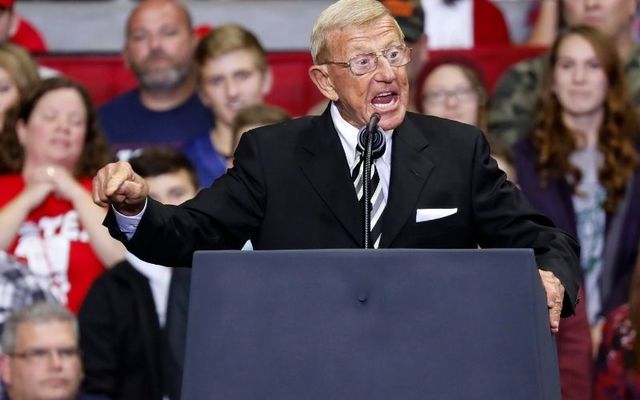 Lou Holtz speaking a Republican rally last year. 