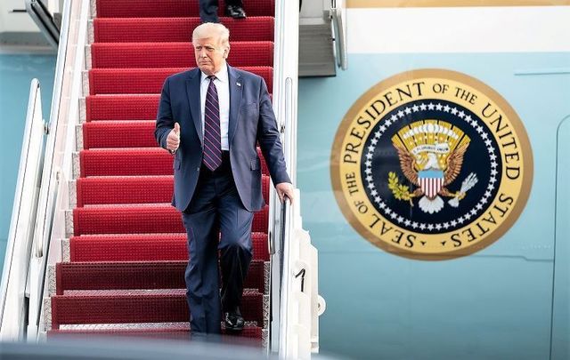 September 15, 2020: President Trump disembarks Air Force One at Philadelphia International Airport in Philadelphia.