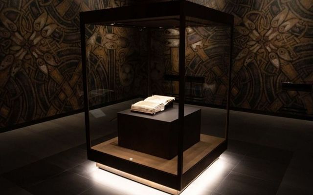 The Book of Kells in its new display case in Trinity College Dublin.