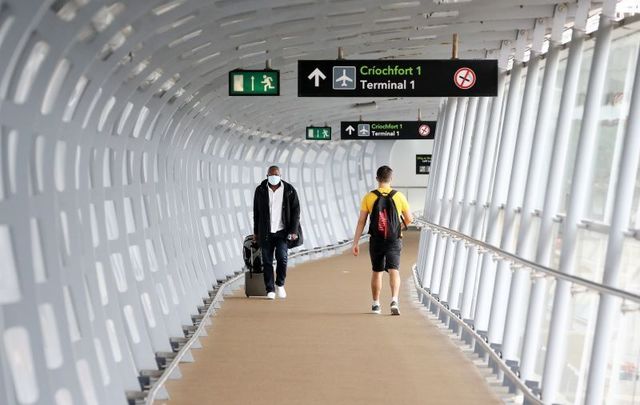 July 27, 2020: Passengers pictured at Dublin Airport.