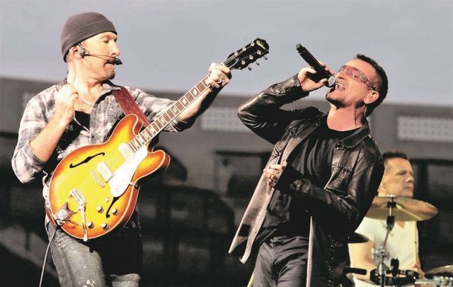 U2 rocking out at Dublin\'s Croke Park in 2009.