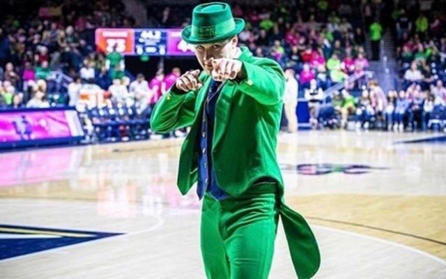 Conal Fagan as Notre Dame\'s Fighting Irish leprechaun.