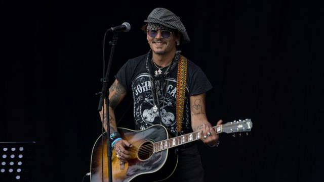 Johnny Depp on stage at Glastonbury in 2017.