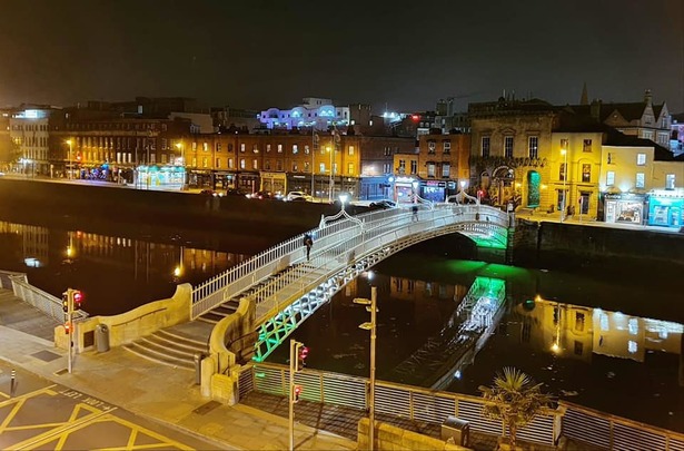 The Ha\' Penny Bridge, in Dublin city center, last Thursday, before lockdown.