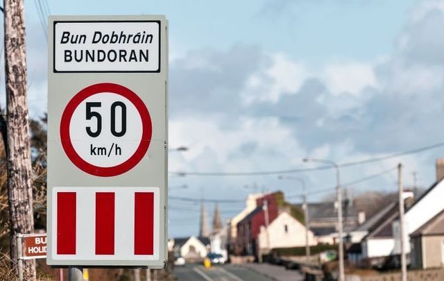 A road sign in Bundoran, Co Donegal. The county will be placed on Level 3 from midnight on Sept. 25.