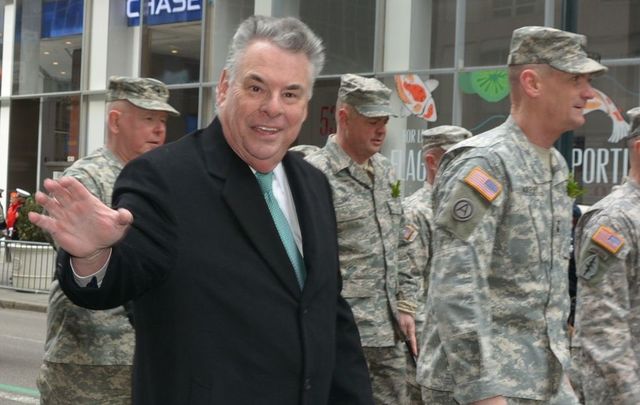 Peter King marching with the Fighting 69th Regiment during the 2014 New York City St. Patrick’s Day parade.