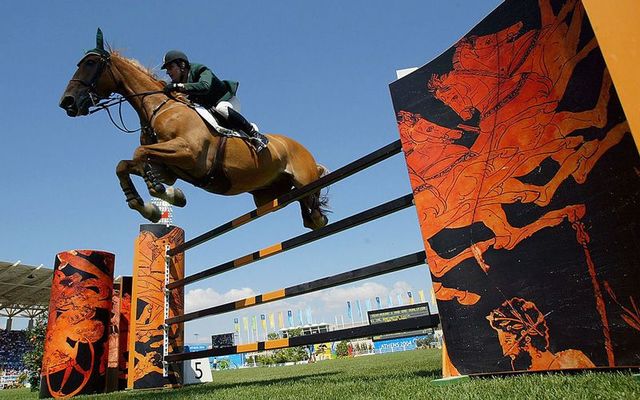 Kevin Babington riding Carling King during the Athens 2004 Summer Olympic Games.