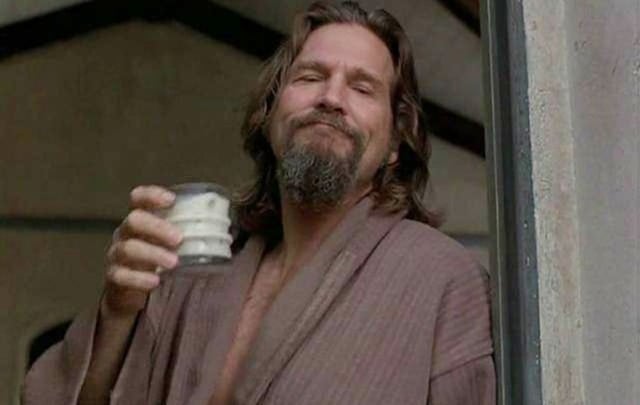 The Dude abides! Jeff Bridges in the Big Lebowski drinking a White Russian.