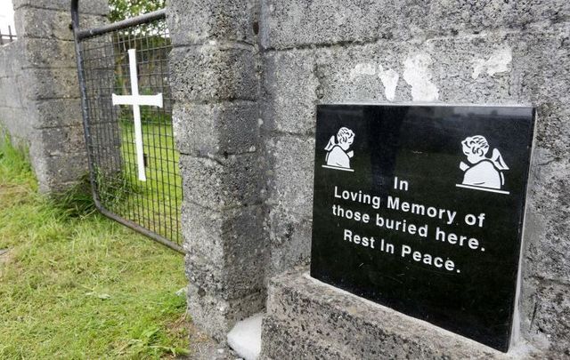 June 2014: The grounds where the unmarked mass grave containing the remains of nearly 800 infants who died at the Bon Secours Mother and Baby Home in Tuam Co Galway from 1925-1961 rests. 