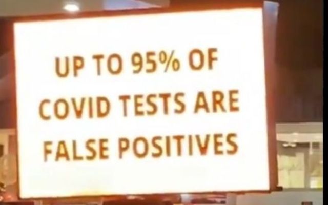 Coronavirus misinformation appeared outside a Maxol petrol station in south Dublin in early December. 