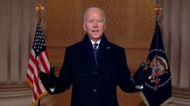 President Joe Biden, addressing the world on his inauguration day as part of the \"Celebrating America\" program.
