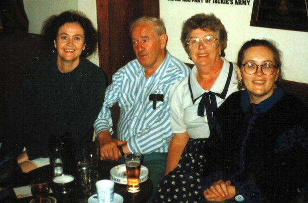 Arranmore, Co. Donegal -- Early\'s Bar after the war: (L-R) Sharon, Tom, Molly and Maura