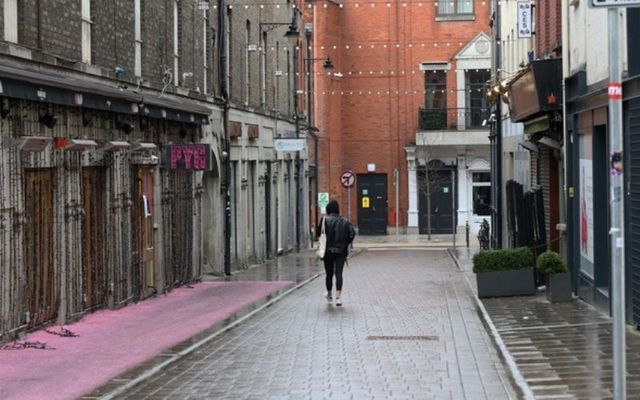 An almost empty street in Dublin City during the coronavirus lockdown. 