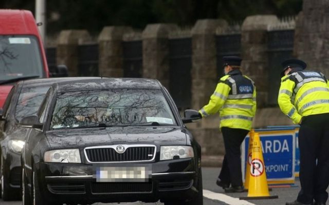 A garda checkpoint in Dublin during Ireland\'s Level 5 restrictions. 