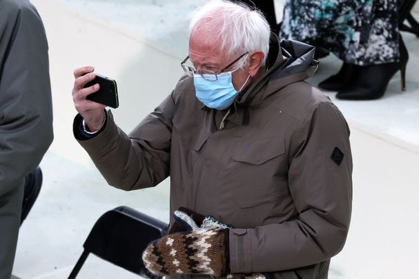 January 20, 2021: Sen. Bernie Sanders (I-VT) at the inauguration of US President-elect Joe Biden on the West Front of the US Capitol in Washington, DC.