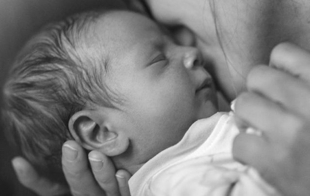 A baby and mother.
