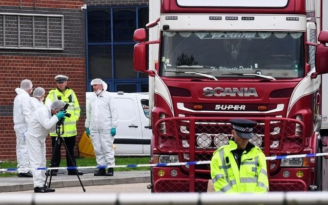 Essex Police investigate the discovery of 39 bodies in the back of a lorry in 2019. 