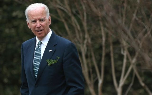 Joe Biden wears shamrocks for St. Patrick\'s Day in 2014.