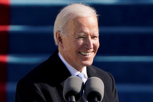 January 20, 2021: Joe Biden at his inauguration in Washington, DC.