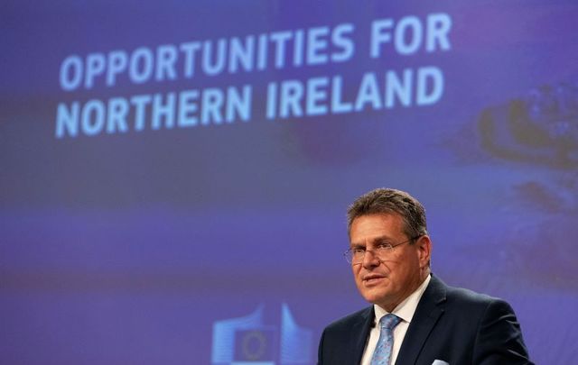 October 13, 2021: Maroš Šefčovič, Vice-President of the European Commission, gives a press conference on the Commission’s package of proposals related to the Protocol on Ireland / Northern Ireland.