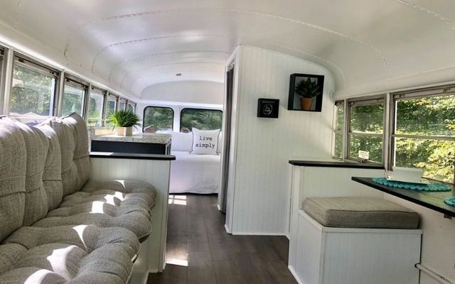 The interior of a Live Simply Bus. 