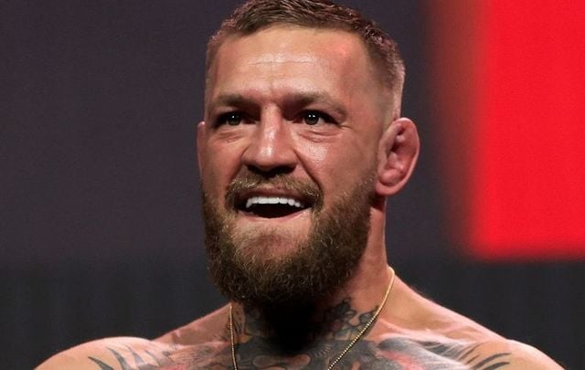 July 9, 2021: Conor McGregor poses during a ceremonial weigh-in for UFC 264 at T-Mobile Arena in Las Vegas, Nevada.