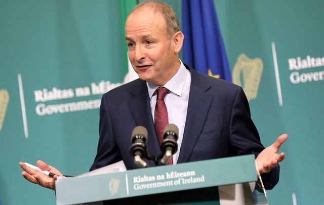 October 19, 2021: Taoiseach Micheal Martin speaking at a press briefing after announcing changes to the planned reopenings on October 22.