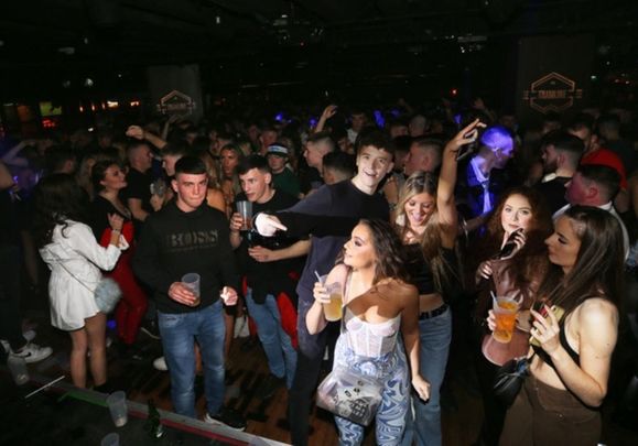 Young people dancing in Tramline nightclub on Friday night. 