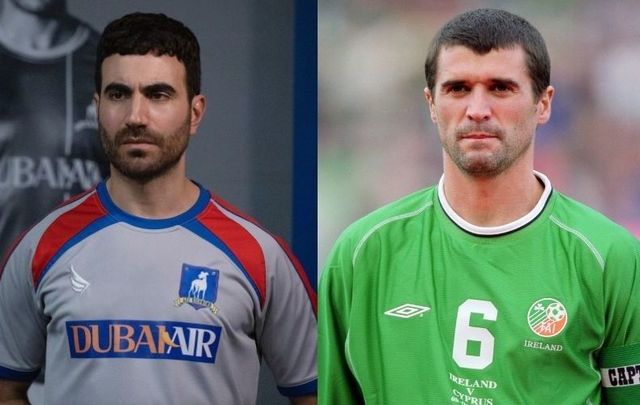 Who\'s who? Brett Goldstein as Roy Kent on \"Ted Lasso,\" and Irish soccer star Roy Keane.