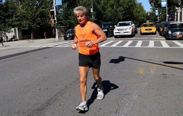 Irish man Tom McGrath, 71, running in his adopted home of New York City.