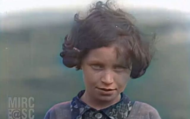 Ten-year-old Katie Laden reciting a nursery rhyme to an American film crew visiting Ireland in 1929