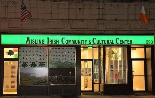 The old façade of the Aisling Irish Center in Yonkers, New York, which is currently undergoing a massive renovation.