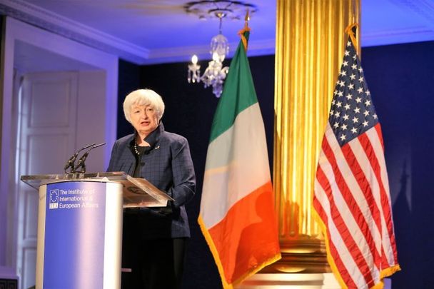 November 1, 2021: US Secretary of the Treasury Janet L. Yellen speaking at Dublin Castle ahead of a series of engagements with political and business leaders. 