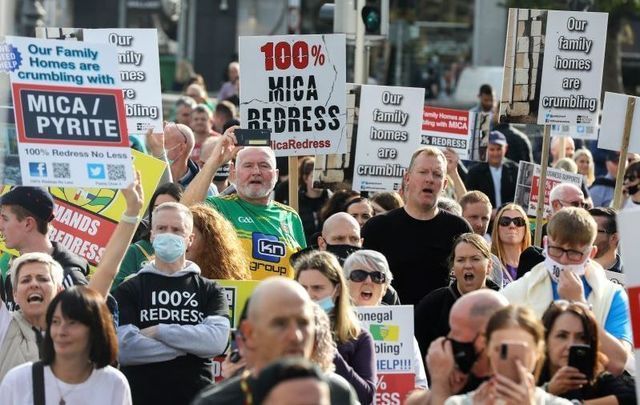 October 8, 2021: Crowds descend upon Dublin for the \'mica protest,\' demanding 100% redress for mica homeowners.