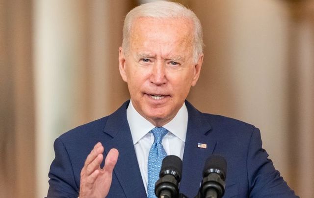 August 31, 2021: President Joe Biden delivers remarks in front of the Cross Hall of the White House.