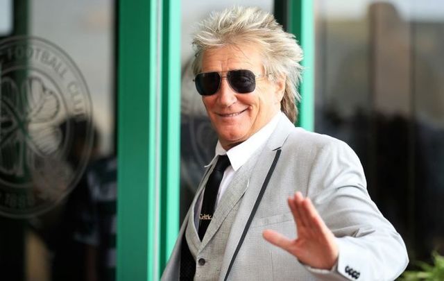 Rod Stewart arriving to a match between Celtic and CFR Cluj at Celtic Park on August 13, 2019 in Glasgow, Scotland. 