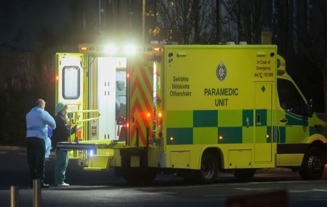 November 16, 2021: An ambulance arriving in the Mater Emergency Department in Dublin. As Ireland suffers a surge in Covid cases, Cabinet has approved a midnight closing time for late venues, as well as advising employees to work from home.
