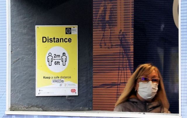 November 17, 2021: Covid 19 safety signs in Dublin