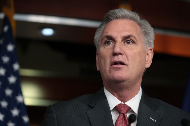 Kevin \"McCarthy refused to condemn an animated cartoon created by House Republican Paul Gosar which showed the deluded member from Arizona gunning down his Democratic House colleague Alexandria Ocasio-Cortez.\"