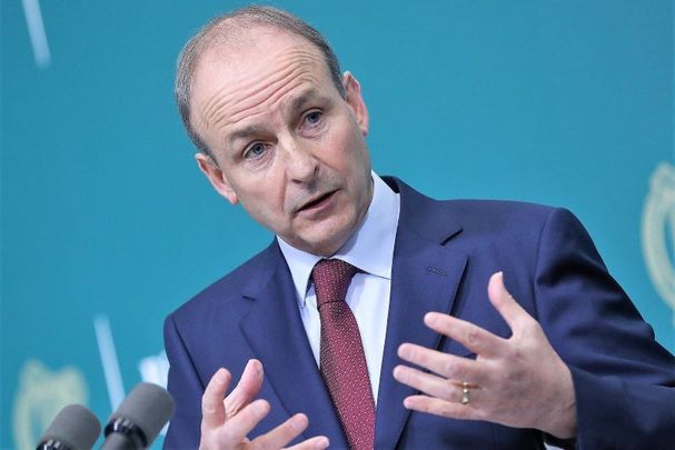 Taoiseach Micheál Martin speaking at Government Buildings in Dublin on November 16, 2021.