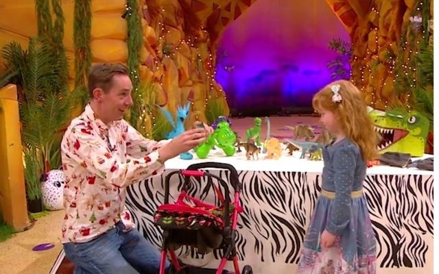 Late Late Show host Ryan Tubridy with guest Roisin Dolan during this year\'s Late Late Toy Show. 