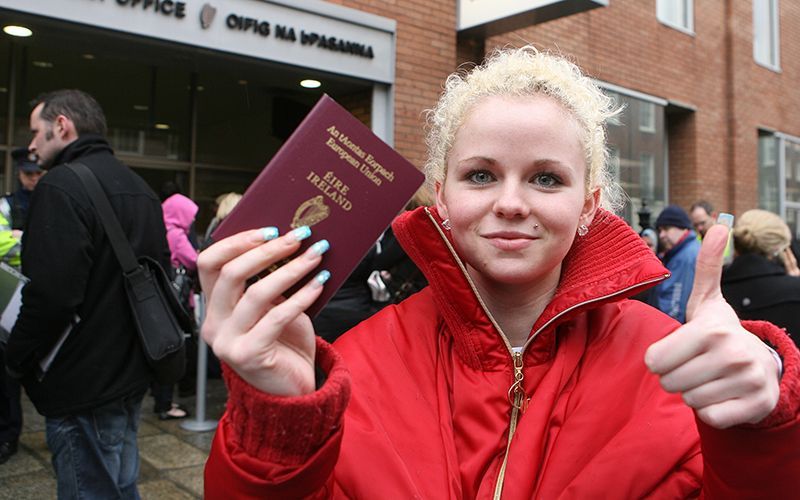 Who can apply for an Irish passport and how long is the process taking right now?