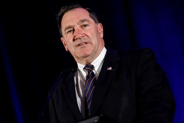 November 6, 2018: Sen. Joe Donnelly (D-IN) speaks with the media ahead of vote returns at the Hyatt Regency in Indianapolis, Indiana.